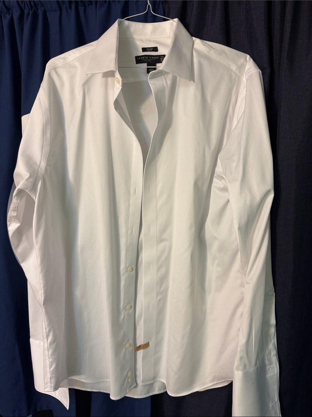 Pronto Uomo White Men's Dress Shirt - Textured Weave